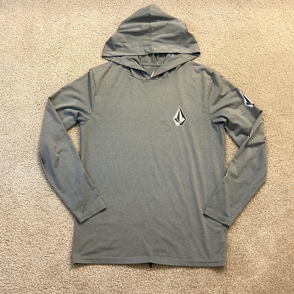 Volcom Stone Tech UV Protection Hoodie Gray Small Lightweight Sweatshirt - Picture 8 of 10